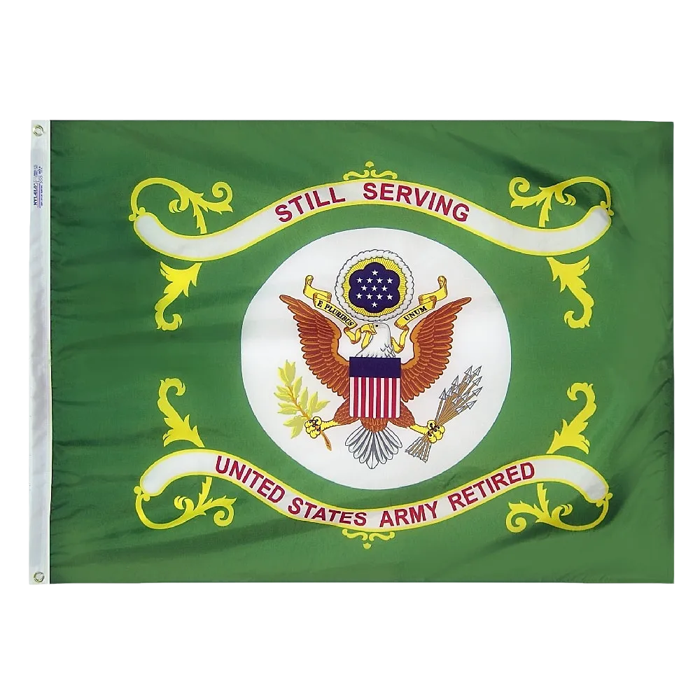 Army Retired Flag - Grommets 23 Army Retired Flag Grommets Finish