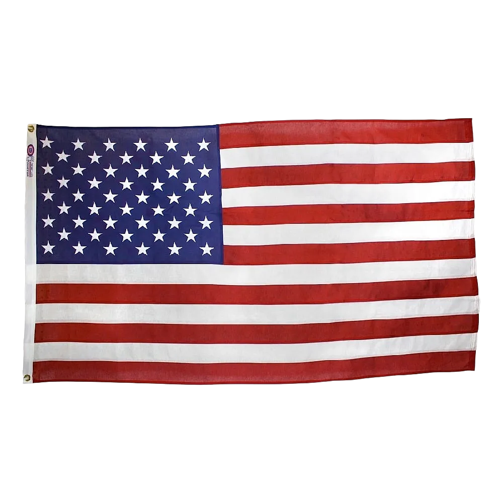 Cotton American Flag - Grommets 3 Cotton American flag with brass grommets and poly cotton duck heading