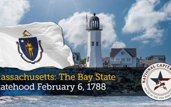 New 19th Hole Flag - Grommets 40 Massachusetts Statehood