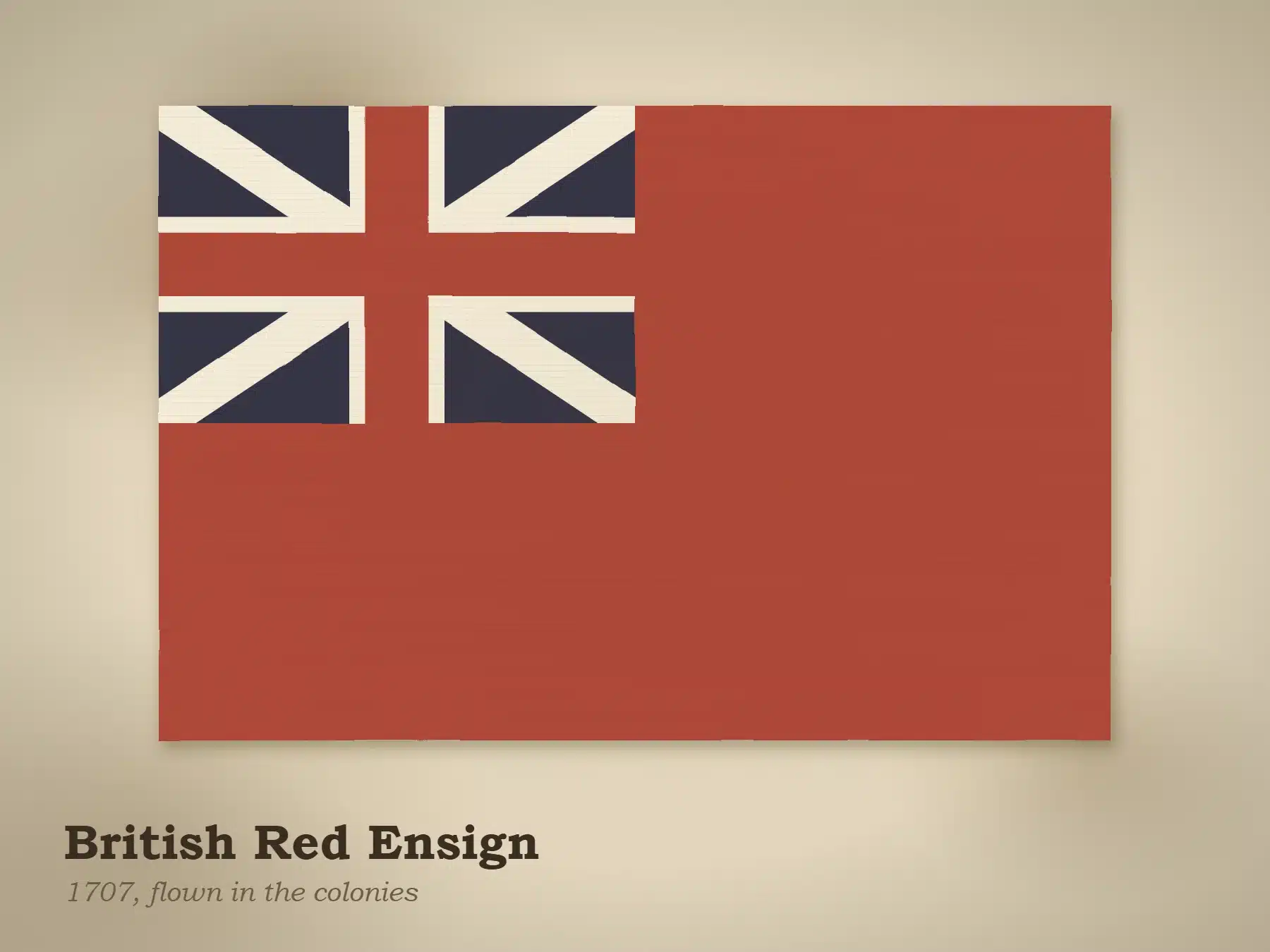 10 Historical Flags of the United States 4 Illustration of the British Red Ensign, a red field with the Union Flag in the canton