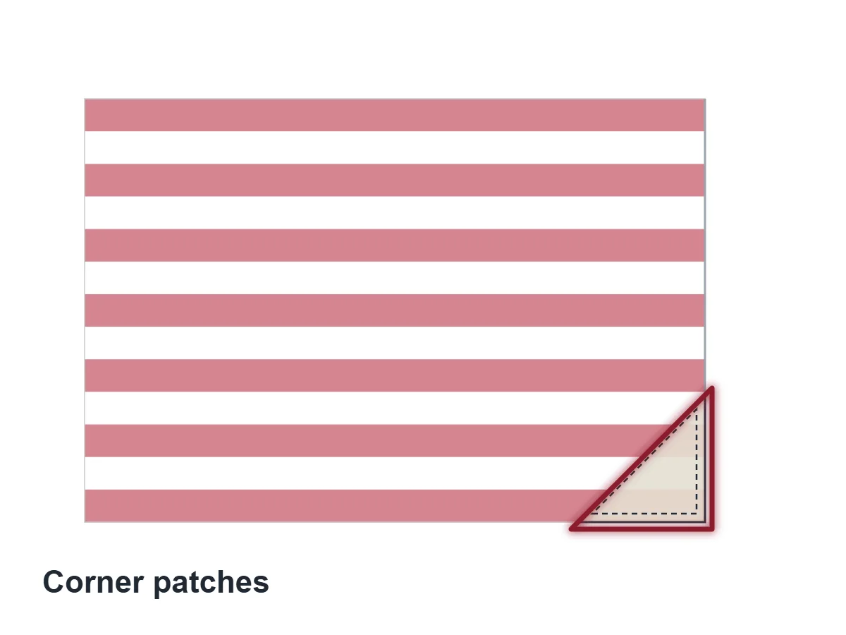 Parts of a Flag: All 25, Named and Explained 15 Close-up illustration of a triangular corner patch at the fly end corner of a flag