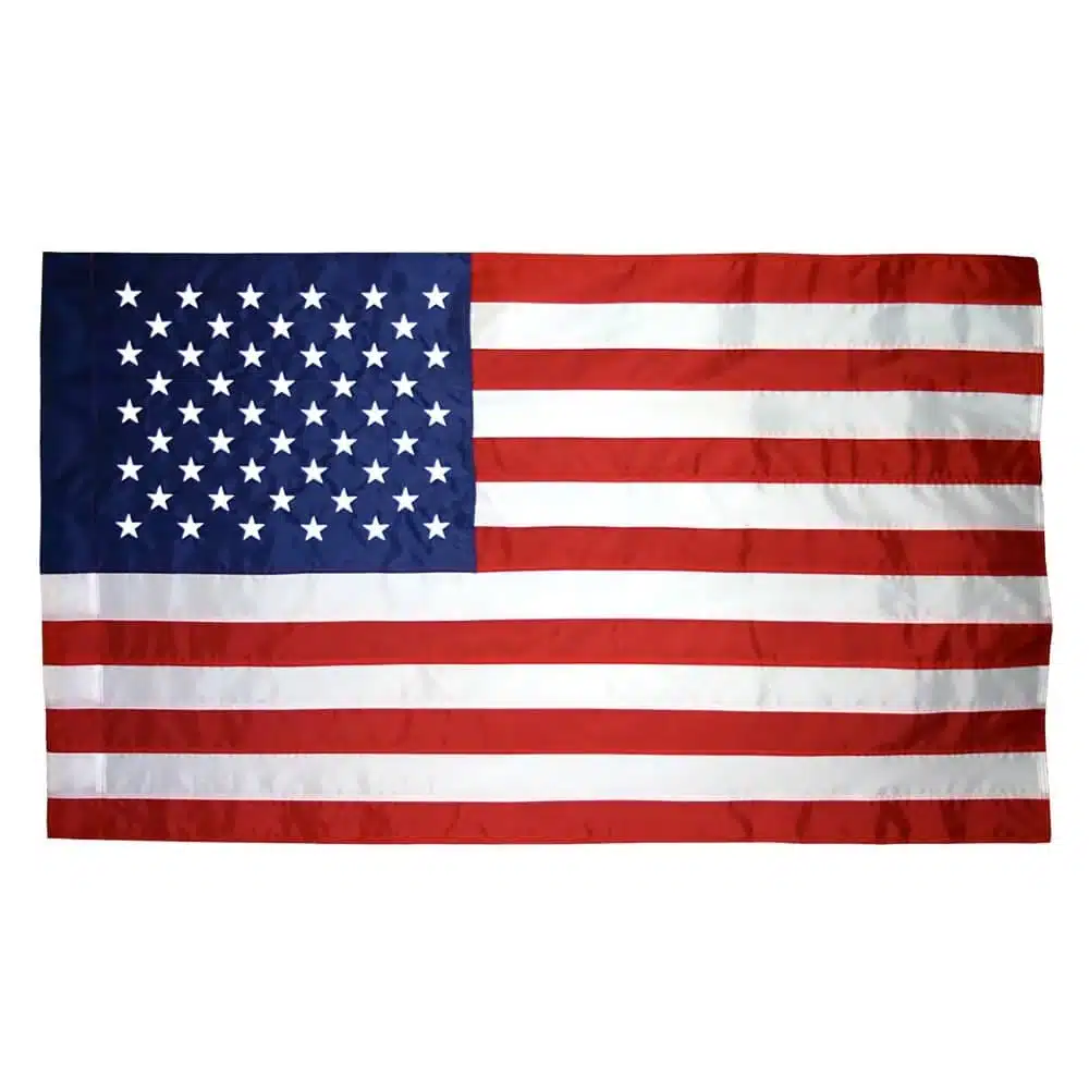 Nylon American Flag - Pole Hem 1 Pole Hem American Flag, Nylon Sleeve, 6 Sizes