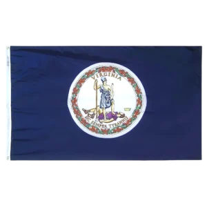Virginia state flag in nylon with brass grommets flying outdoors