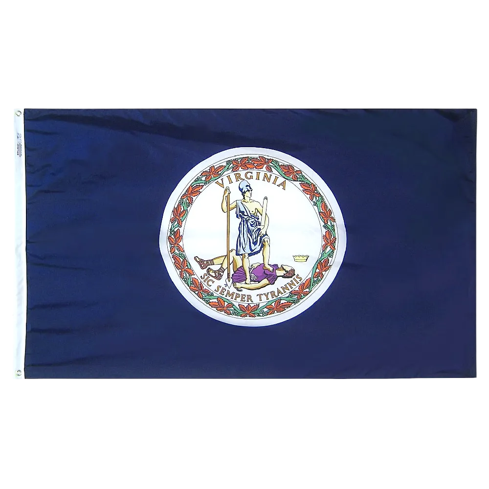 Virginia state flag in nylon with brass grommets flying outdoors