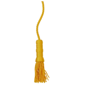 Golden yellow cord and tassel set on an indoor flagpole