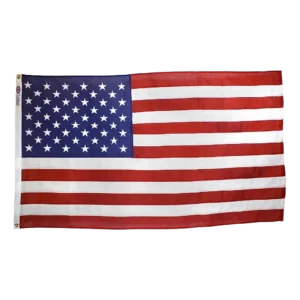 Cotton American flag with brass grommets and poly cotton duck heading