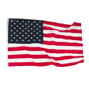 Nylon American flag with brass grommets flying on an outdoor flagpole