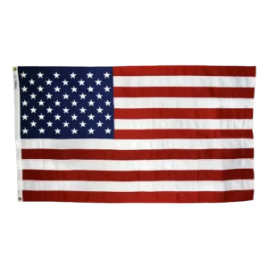 Heavy duty polyester American flag with brass grommets in wind