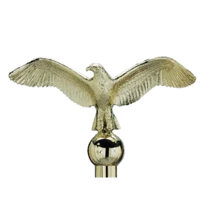 Gold eagle flagpole finial with 8.5 inch wingspan for indoor poles