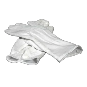 White cotton parade gloves with rubberized palm for honor guard use