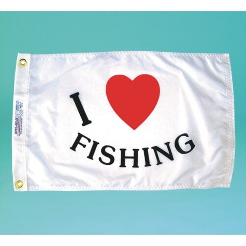 I Love Fishing Flag Grommets Finish