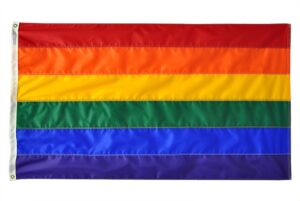 Sewn Rainbow Flag Grommets Finish
