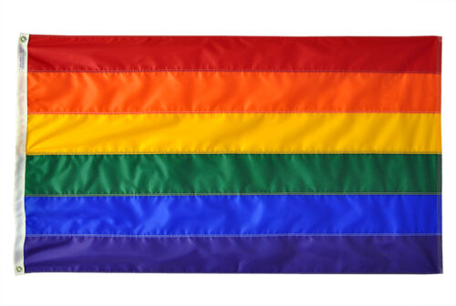 Sewn Rainbow Flag Grommets Finish