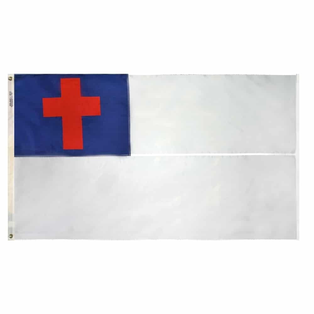 Sewn Christian Flag- Grommets 2 Sewn Christian Flag Grommets Finish