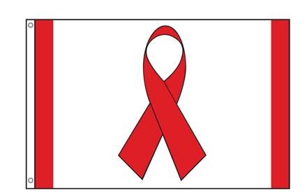 Red Ribbon Flag Grommets Finish