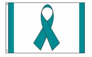 Teal Ribbon Flag Grommets Finish