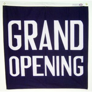Cotton Sheeting Grand Opening Flag Grommets Finish