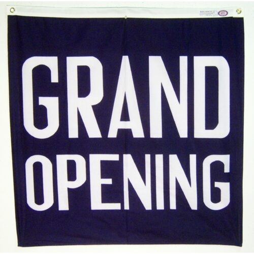 Cotton Sheeting Grand Opening Flag Grommets Finish