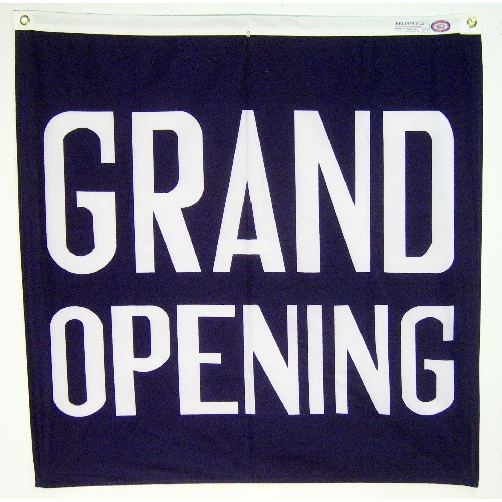Cotton Sheeting Grand Opening Flag - Grommets 2 Cotton Sheeting Grand Opening Flag Grommets Finish