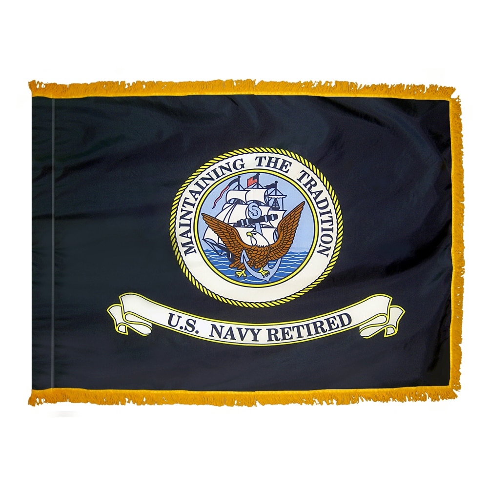 Navy Retired Flag - Fringe 2 Nylon US Navy Retired Flag Fringe