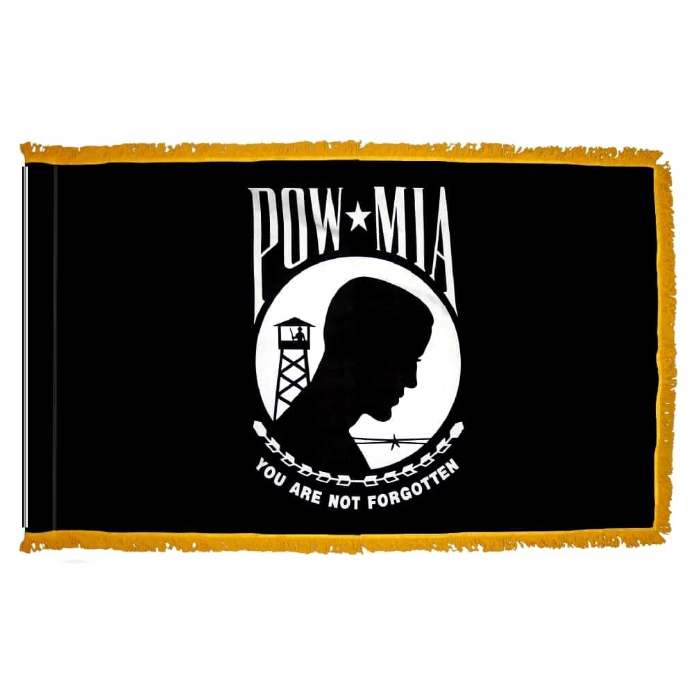 POW-MIA Single-Sided Flag - Fringe 2 POW-MIA Single-Sided Flag Fringe Finish
