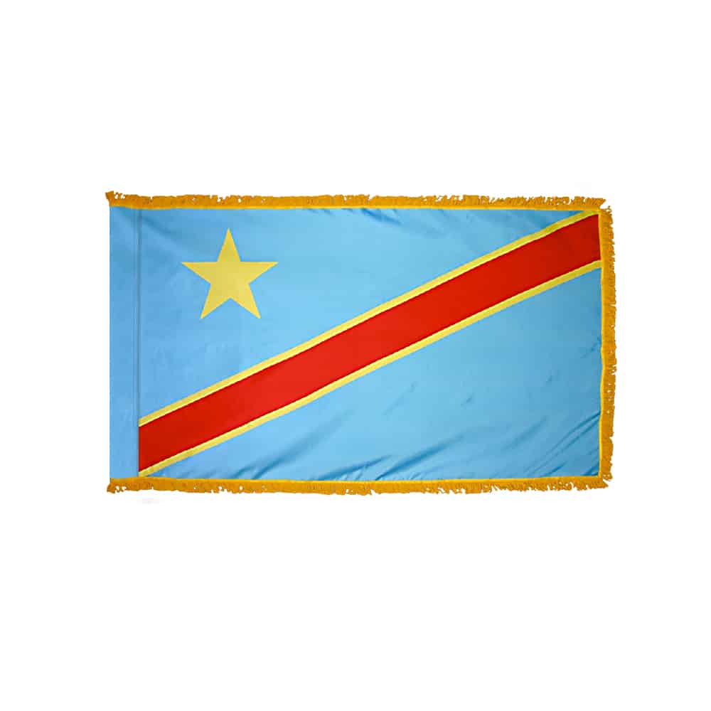 Democratic Republic of Congo Flag - Fringe 2 Democratic Republic of the Congo Flag Fringe Finish