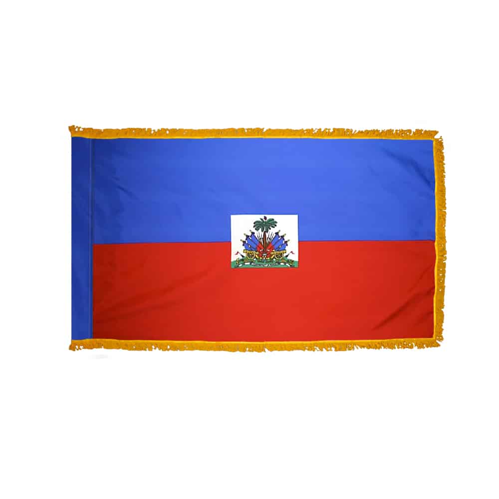 Haiti Government Flag - Fringe 2 Haiti Government Flag Fringe Finish