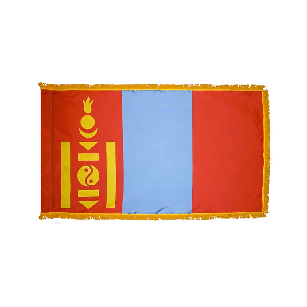 Mongolia Flag - Fringe 2 Mongolia Flag Fringe Finish