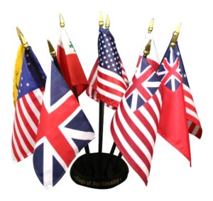 Our Country Flags Set Mounted with Oak Pole and Stand