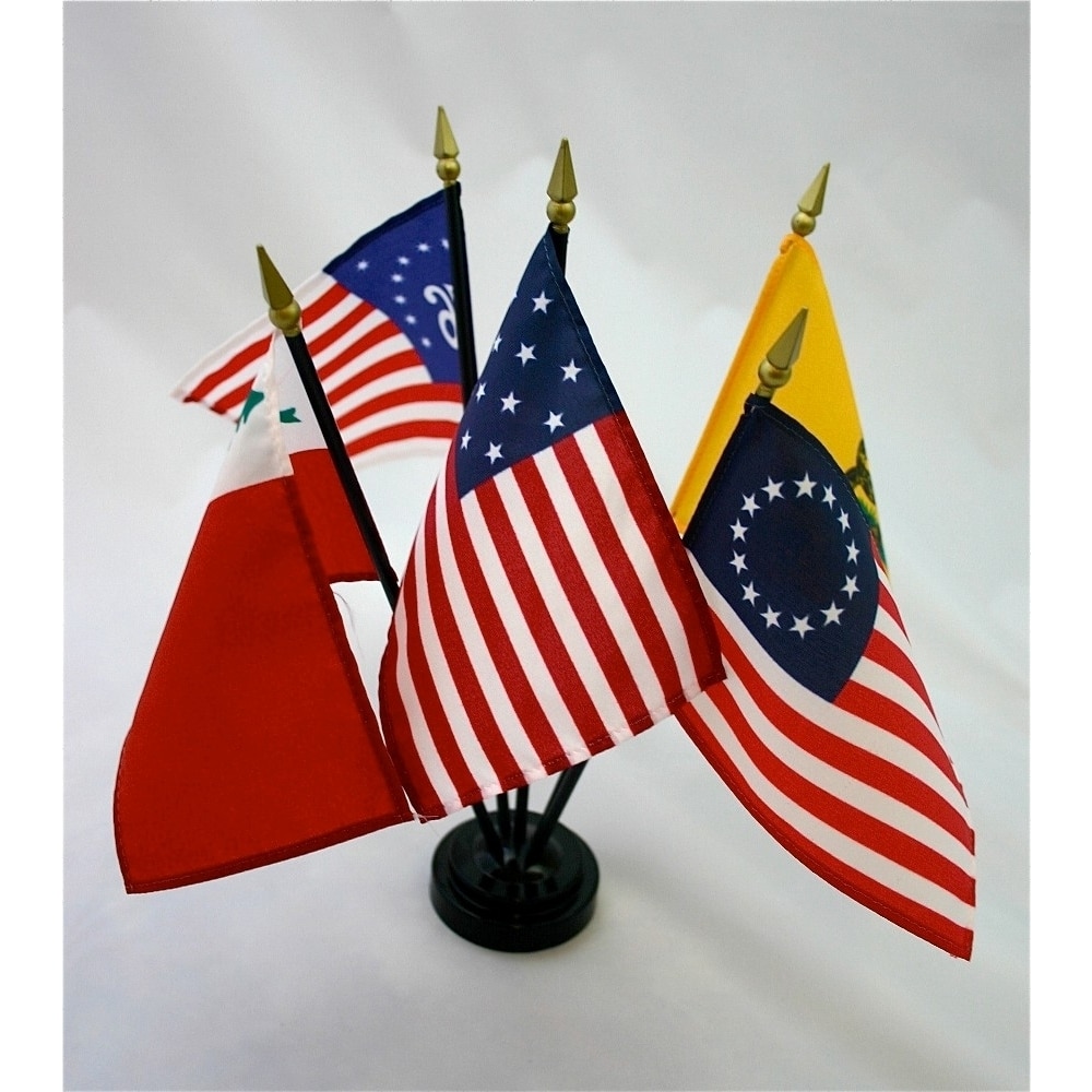 Colonial Series Flag Set #1 - Mounted 2 Colonial Series Flag Set #1 Mounted with Oak Pole and Stand