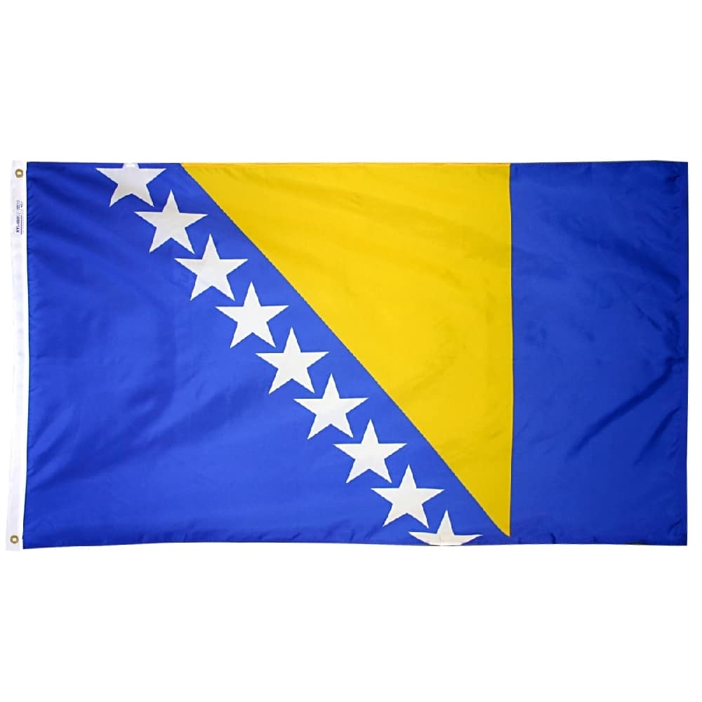 Bosnia and Herzegovina Flag - Grommets 2 Nylon Bosnia and Herzegovina Flag Grommets Finish