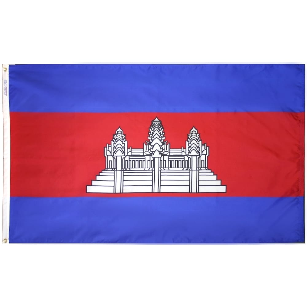 Cambodia Flag - Grommets 2 Nylon Cambodia Flag Grommets Finish