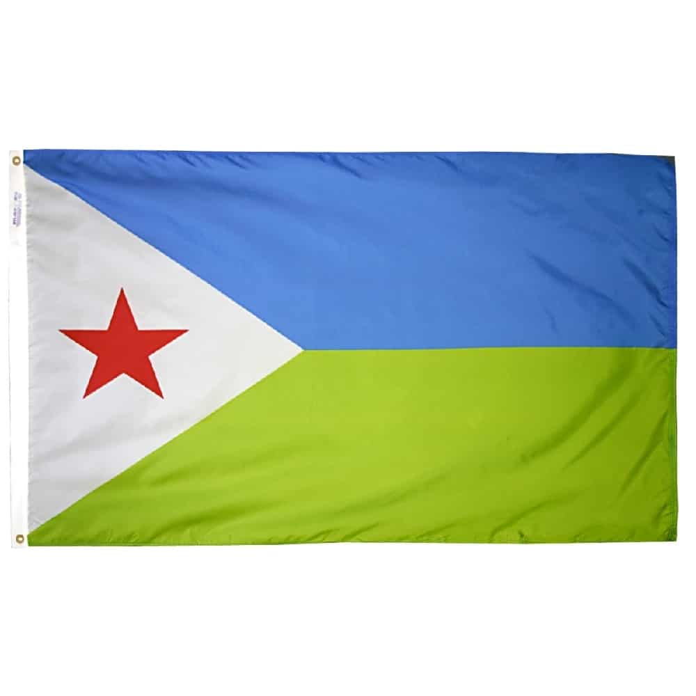 Djibouti Flag - Grommets 2 Nylon Djibouti Flag Grommets Finish