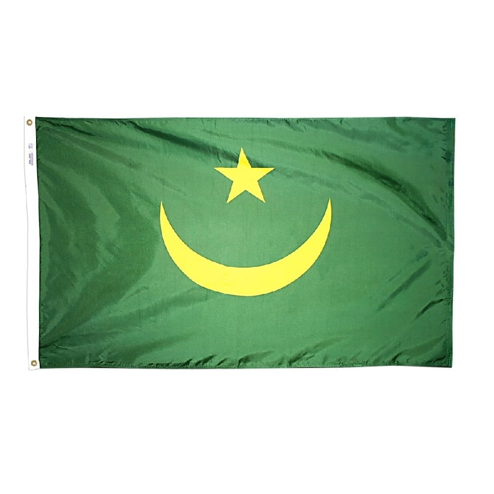 Mauritania Flag - Grommets 2 Nylon Mauritania Flag Grommets Finish