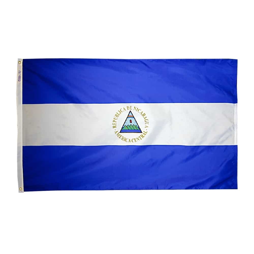 Nicaragua Government Flag - Grommets 2 Nylon Nicaragua Government Flag Grommets Finish