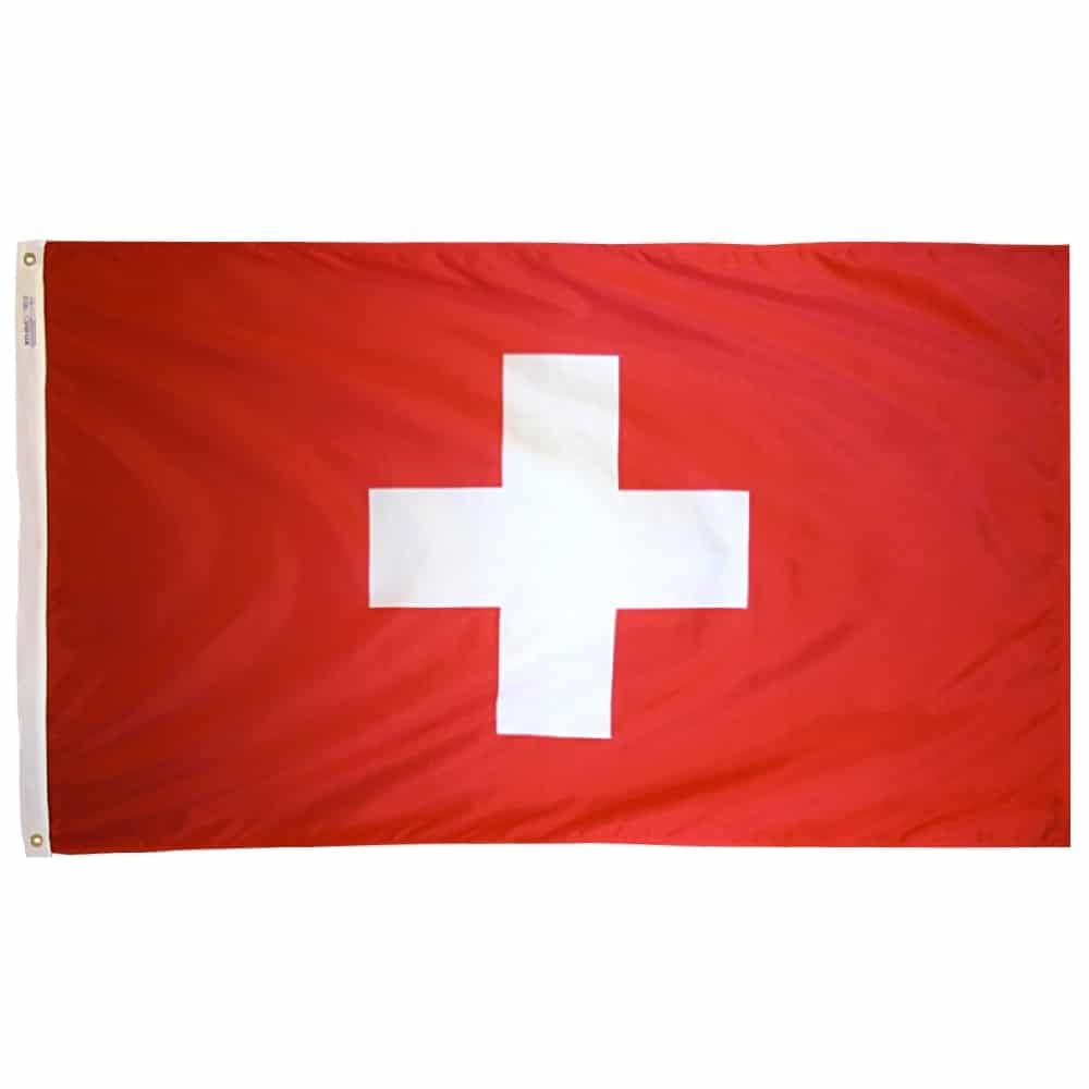 Switzerland Flag - Grommets 2 Nylon Switzerland Flag Grommets Finish