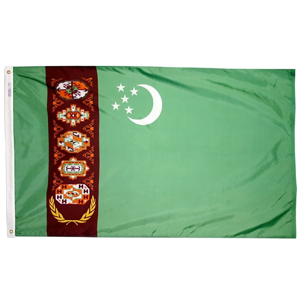 Turkmenistan Flag - Grommets 2 Nylon Turkmenistan Flag Grommets Finish