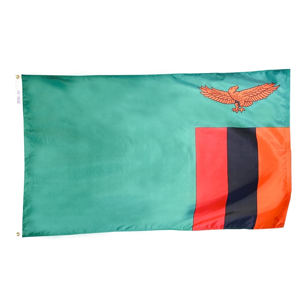 Zambia Flag - Grommets 2 Nylon Zambia Flag Grommets Finish