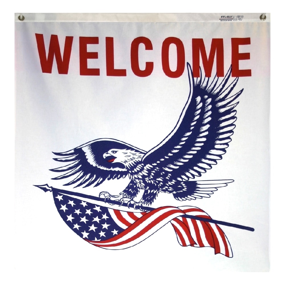 Welcome Eagle Banner - Grommets 2 Welcome Eagle Banner Grommets Finish