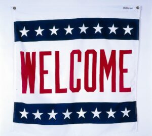 Welcome Stars Banner Grommets Finish