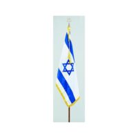 Israel Flag & Oak Flagpole Set - Fringe