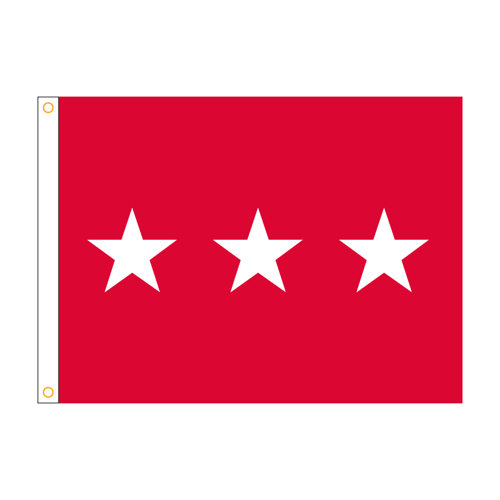 Army 3 Star General Officer Flag - Grommets 2 Army 3 Star General Officer Flag Grommets Finish