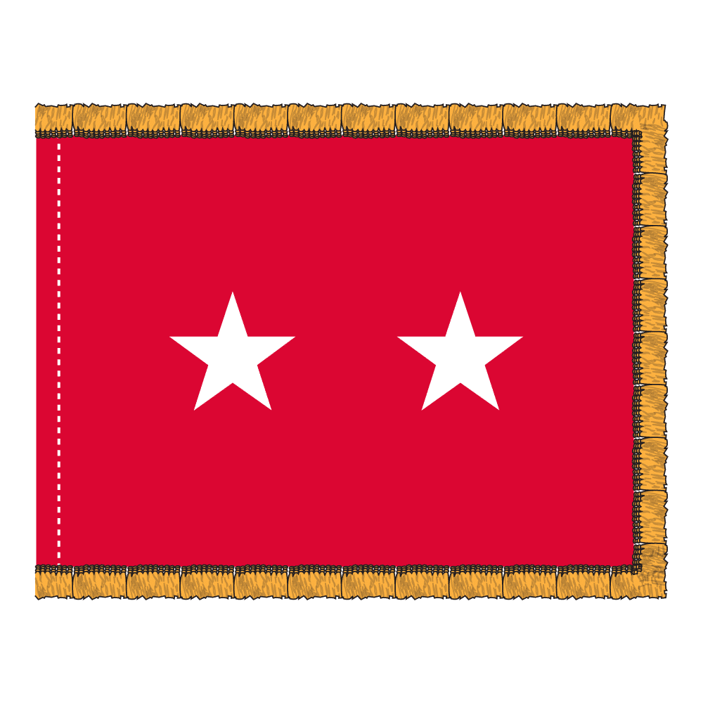 Army 2 Star General Officer Flag - Fringe 2 Army 2 Star General Officer Flag Fringe Finish