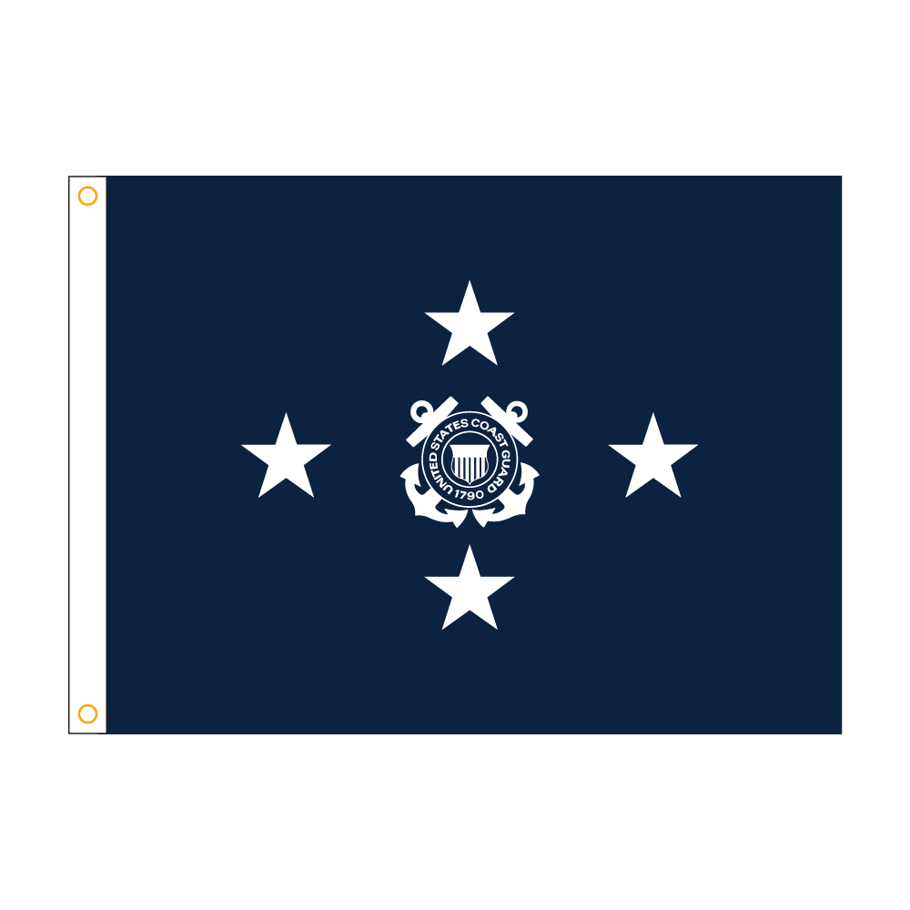 USCG 4 Star Blue Admiral Flag - Grommets 2 USCG 4 Star Blue Admiral Flag Grommets Finish