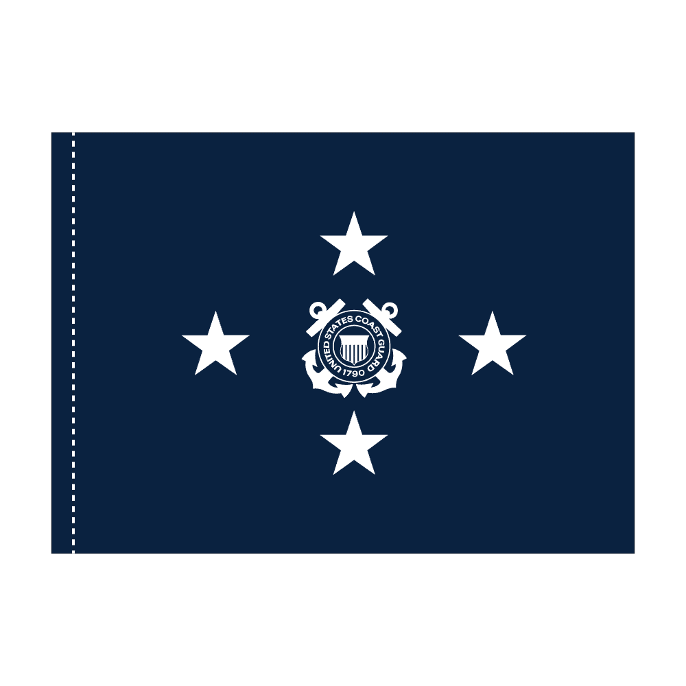 USCG 4 Star Blue Admiral Flag - Pole Hem 2 USCG 4 Star Blue Admiral Flag - Pole Hem