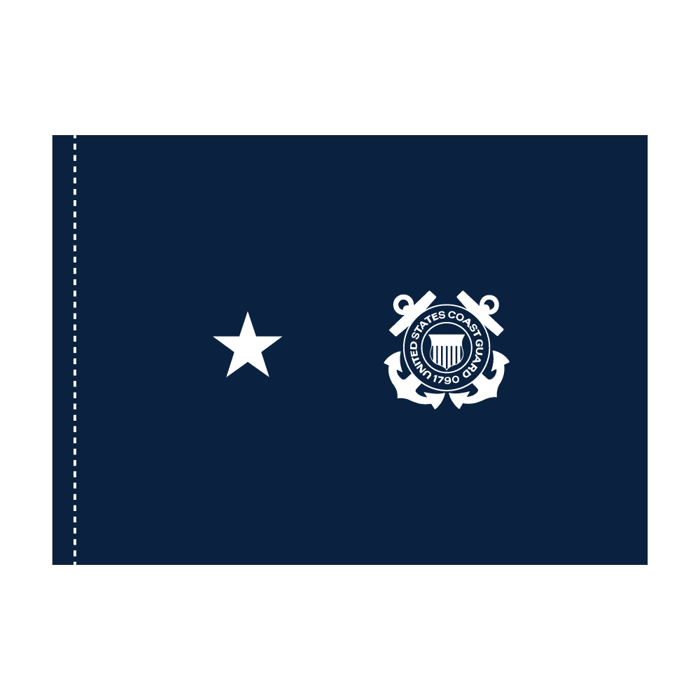 USCG 1 Star Blue Admiral Flag - Pole Hem 2 USCG 1 Star Blue Admiral Flag - Pole Hem
