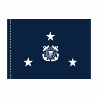 USCG 3 Star Blue Admiral Flag - Pole Hem