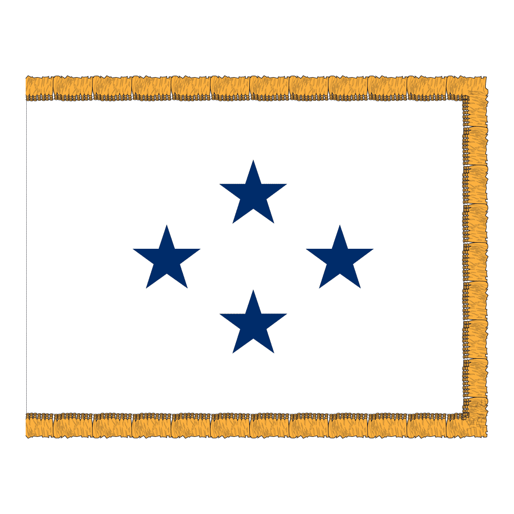 Navy 4 Star White Admiral Flag - Fringe 2 Navy 4 Star White Admiral Flag Fringe Finish