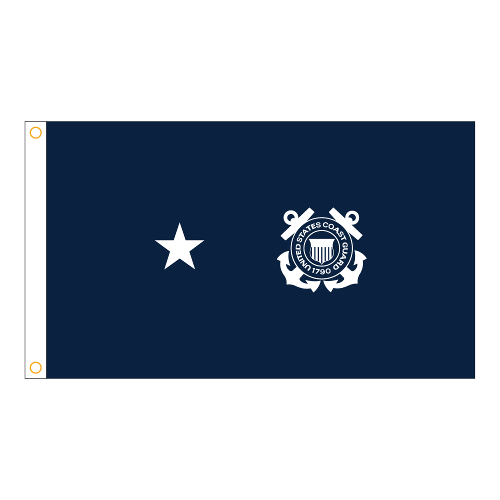 USCG 1 Star Blue Admiral Flag - Grommets 2 USCG 1 Star Blue Admiral Flag - Grommets