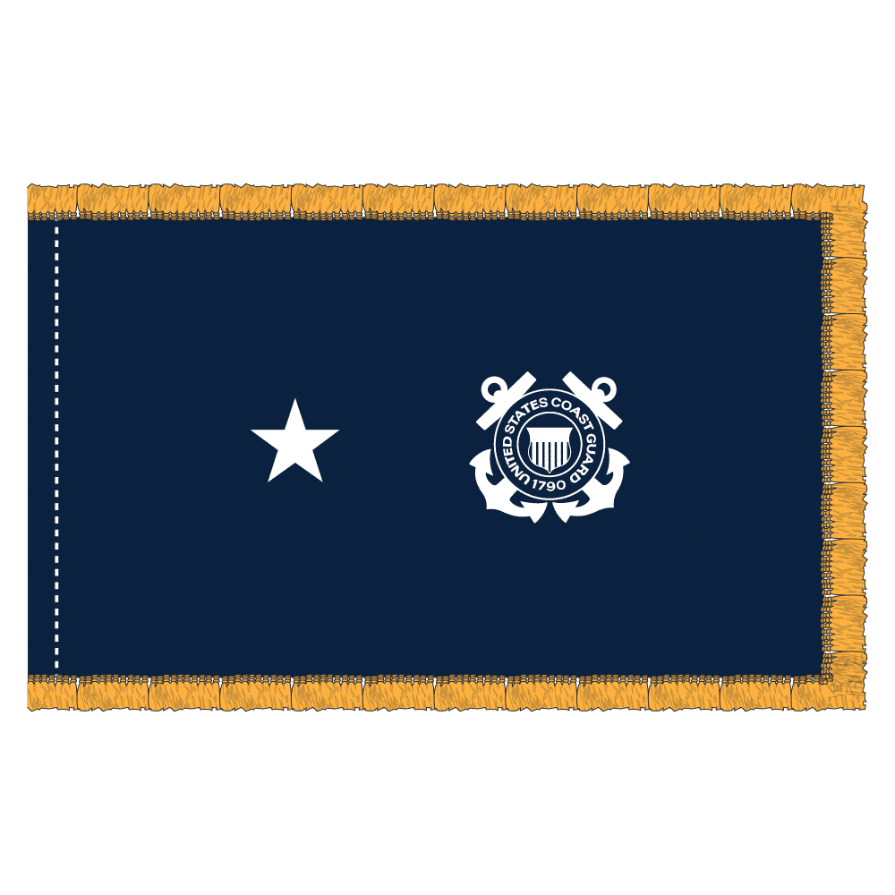 USCG 1 Star Blue Admiral Flag - Fringe 2 USCG 1 Star Blue Admiral Flag - Fringe